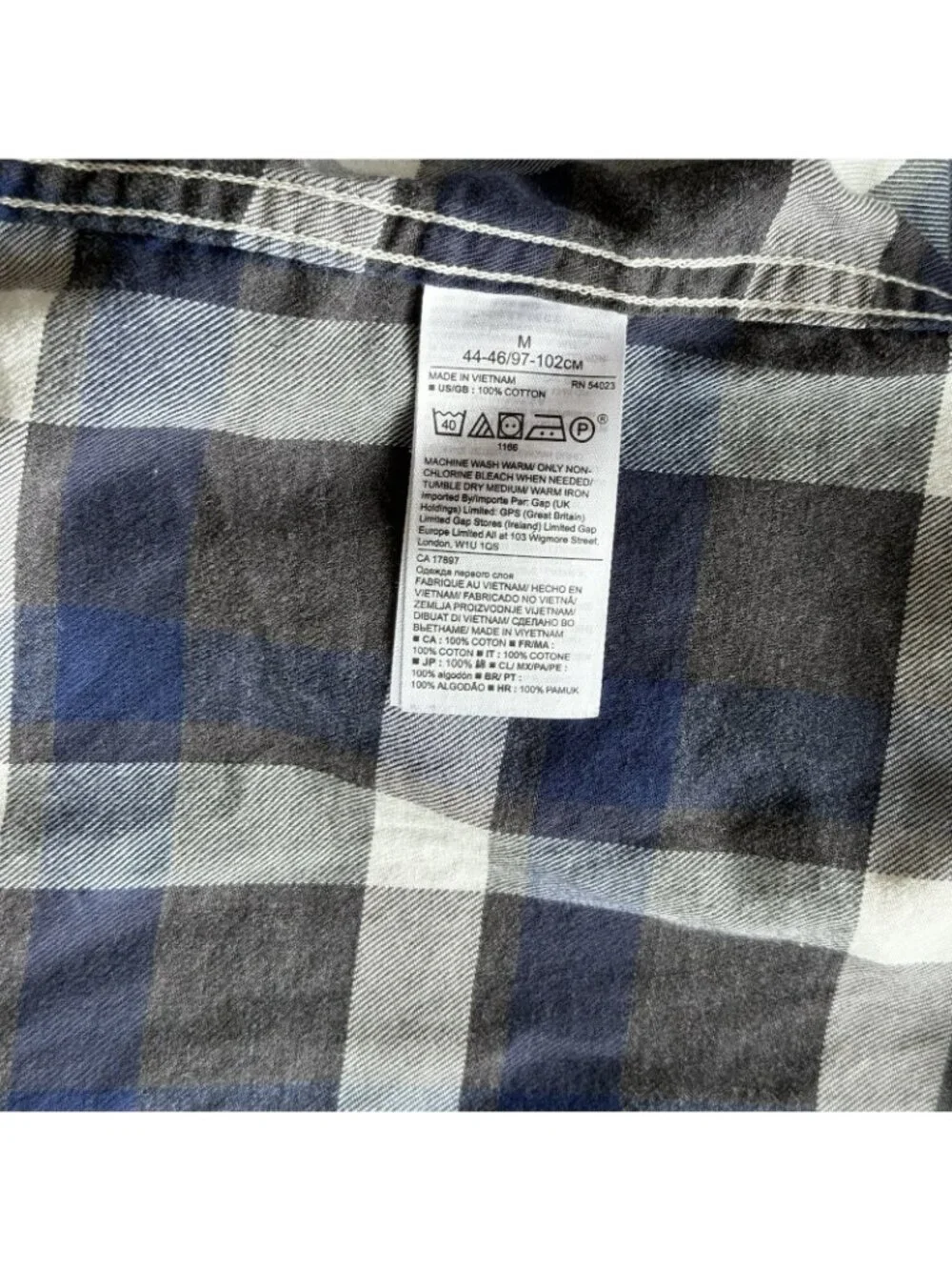Banana Republic Luxe Flannel Slim-Fit‎ Men's Blue Plaid Shirt Sz M Preppy Casual